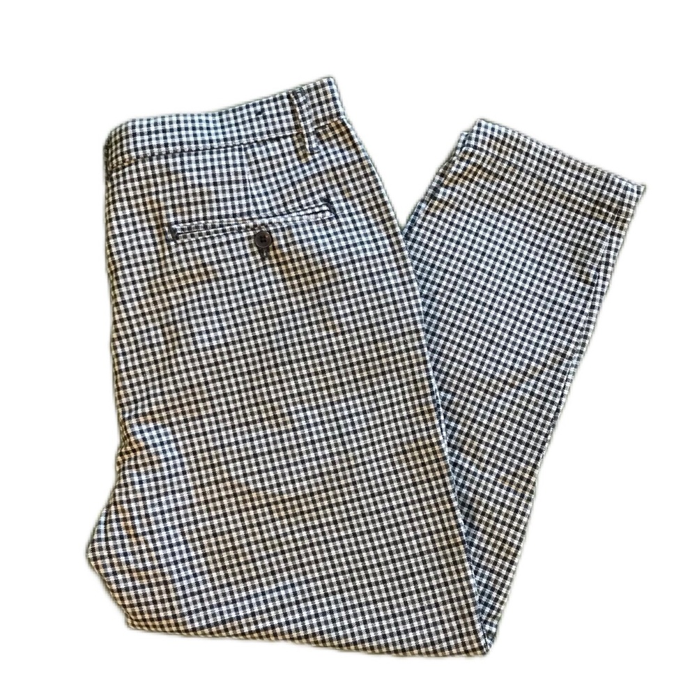 Gingham cropped gray‎ pants